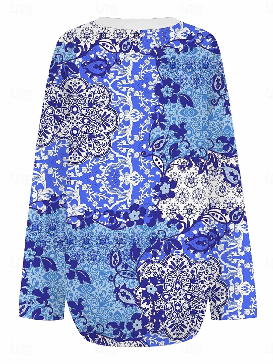 Femmes Chemisier Fleuri Graphique Paisley Élégant manche longue Col en V Hauts Réguliers Quotidien Fête Imprimé Rose Claire Bleu Vert Été Printemps de 2025 ? $24.99 –P2