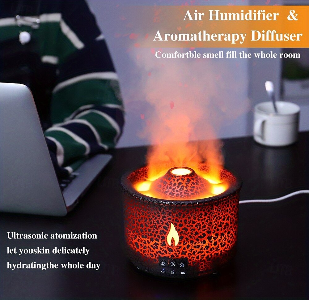 Volcanic Flame Aroma Diffuser with LED Night Light - Portable Essential Oil Humidifier Auto Shut-Off 2 Color Modes Ideal for Home & Office 2025 - $68.99 –P15