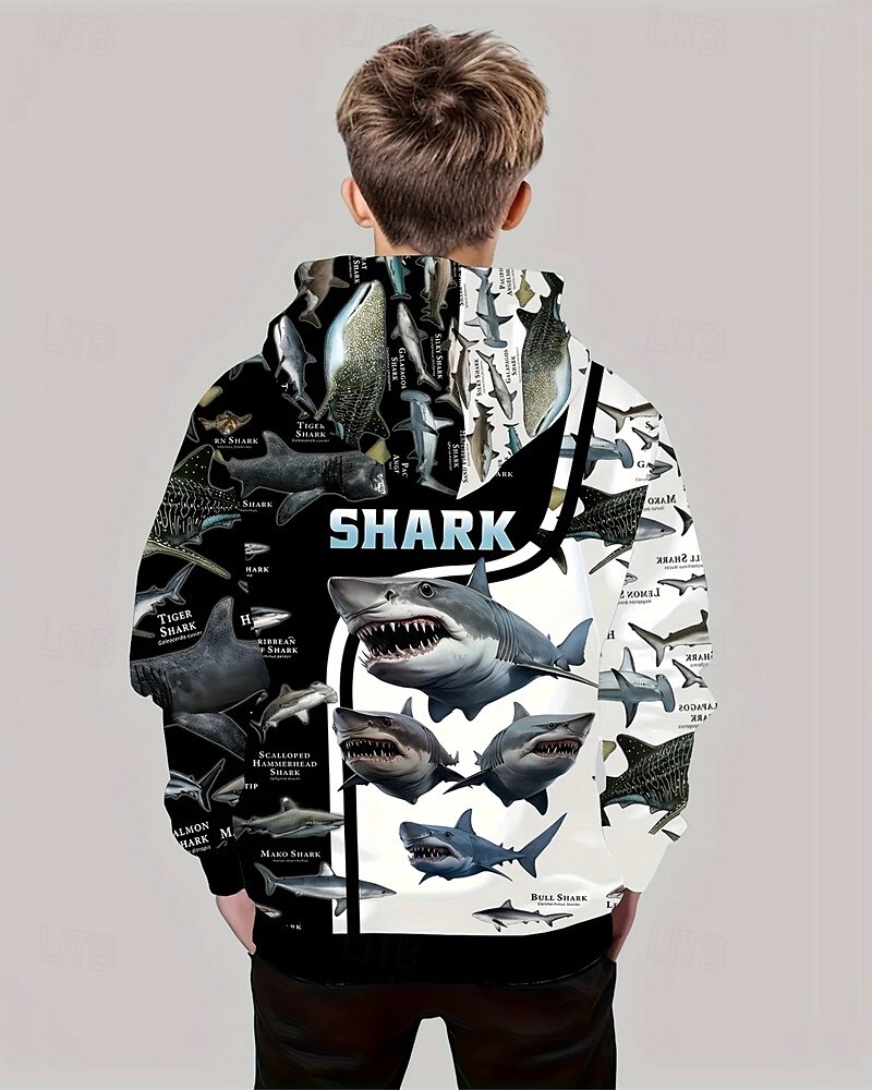 Pojkar 3D Djur Huvtröja Långärmad Vår Höst Mode Streetwear Barn 4-12 år Huva Utomhus Ledigt Dagligen Normal 2025 - $18.99 –P2