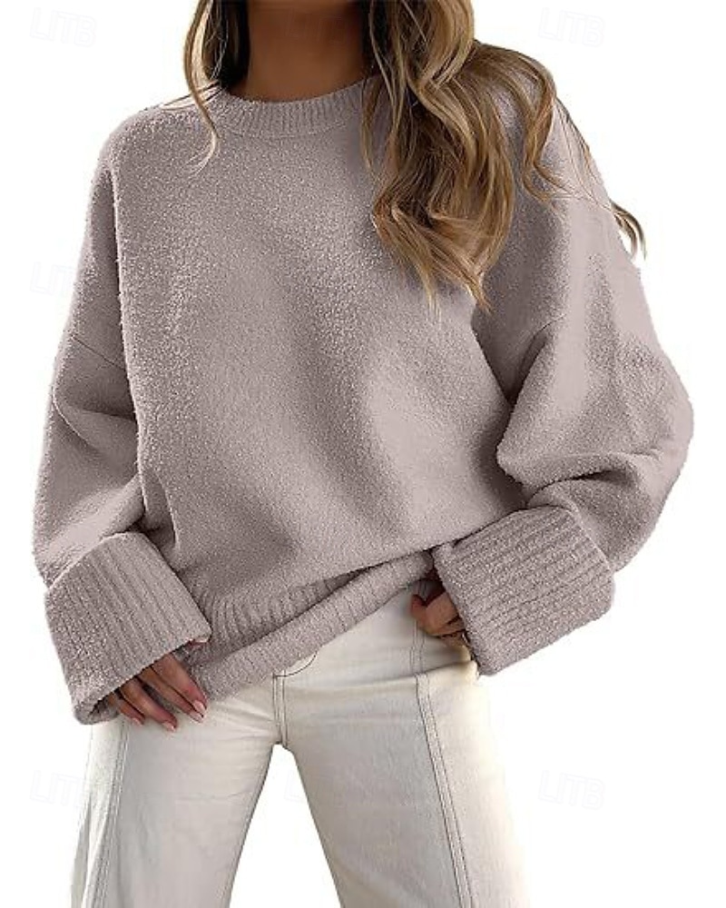 Women's Sweater Pullover Fashion Solid Color Ribbed Crew Neck Knitted Long Sleeve Regular Tops Knit Outdoor Holiday Going out Black White Fall 2025 - $28.99 –P5