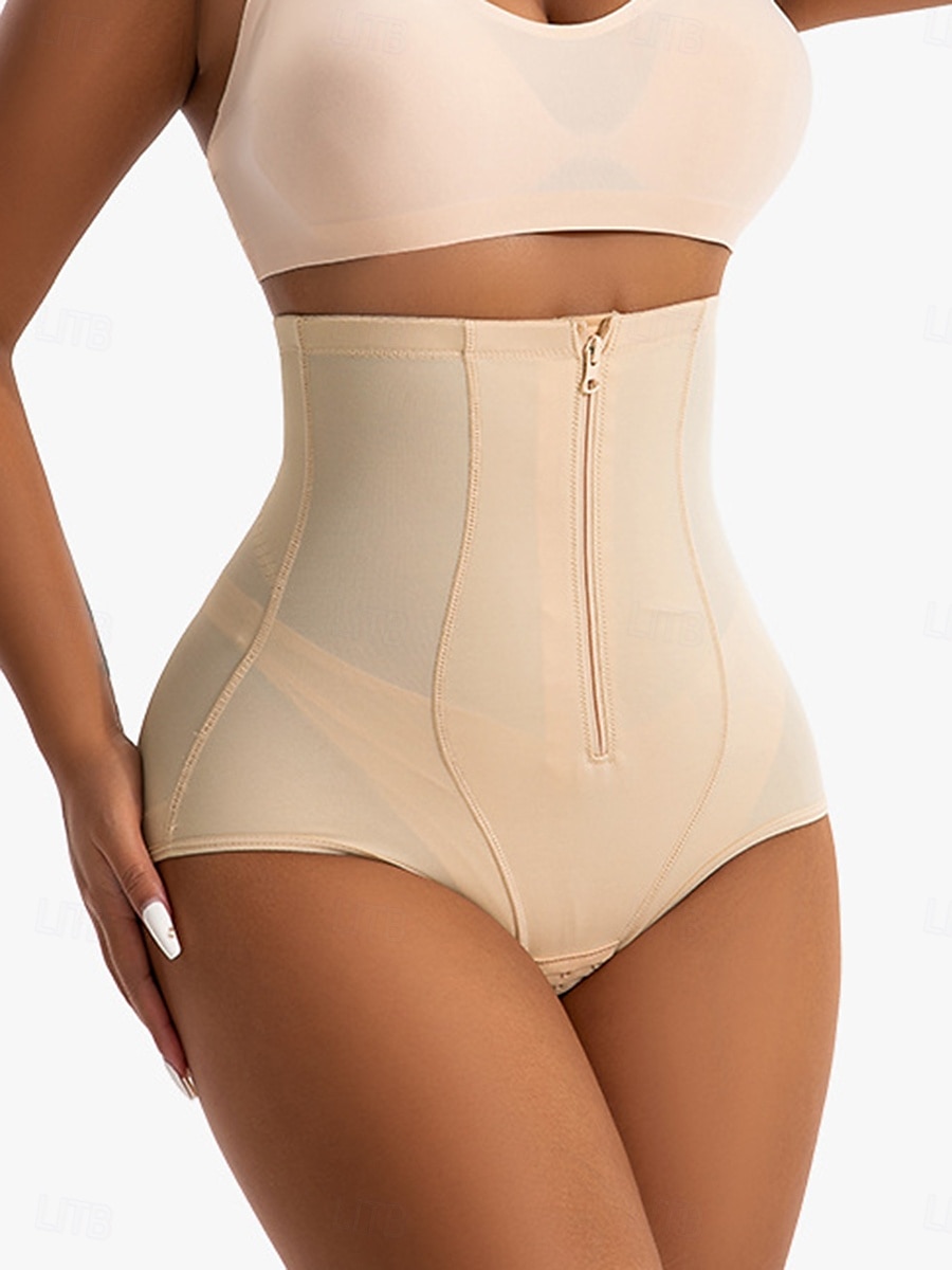Per donna Intimo modellante Intimo Corto Vita Alta Semplice Fascia Elastica Morbido Confortevole Elasticizzato Yoga Color carne Marrone scuro Nero Estate Primavera Vestibilità regolare del 2025 a $19.99 –P4