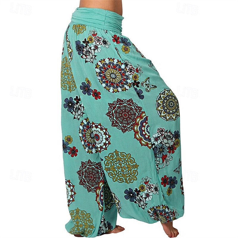 Mulheres Calças Calças Harem Calça Palazzo Moda Boho Comprimento total Cintura Média Imprimir Cintura elástica Confortável Micro-Elástica Rua Roupa Diária Para Noite Preto Branco Amarelo Rosa claro de 2025 por $19.99 –P13
