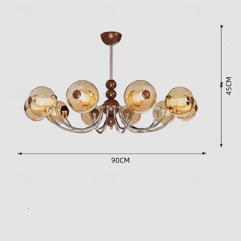 French Mid - Century Wood & Glass Chandelier, American Retro, Multi - Room Elegance 2025 - $906.29 –P5