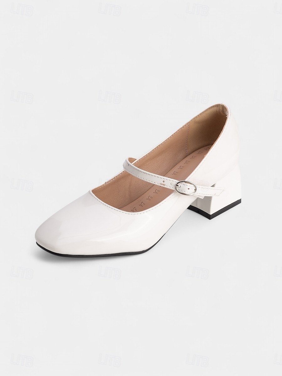 Dame vintage lyseblå lakksko med Mary Jane-blokkhæl – retro pensko i 1950-tallsstil for tenåringer og damer, ideelle for fester, skolearrangementer og hverdagslige elegante antrekk 2025 - $42.99 –P8