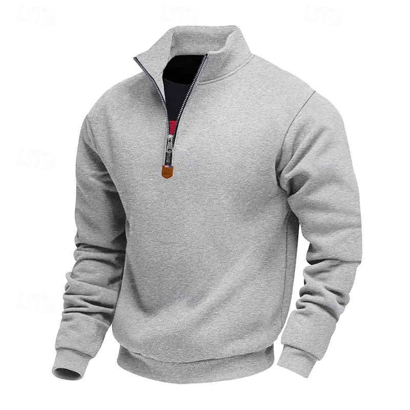 Hombre Sudadera Sudadera con un cuarto de cremallera Albaricoque Negro Blanco Vino Rojo Media cremallera Plano Deporte Diario Festivos Poliéster Ropa de calle Básico Casual Primavera Otoño Ropa 2025 - $21.99 –P1