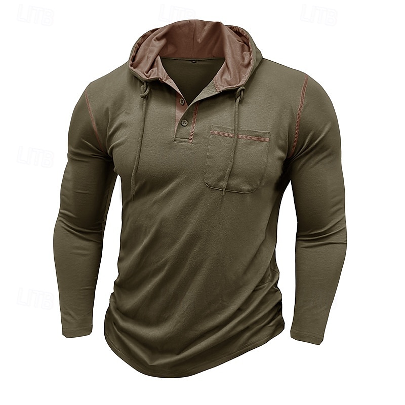 Men's Tee Top Long Sleeve Shirt Long Sleeve Hooded Summer All Seasons Solid Color Daily Casual Street Style Hooded Outdoor Street Causal Light Blue White Black Top Tee for Men 2025 - $22.99 –P9