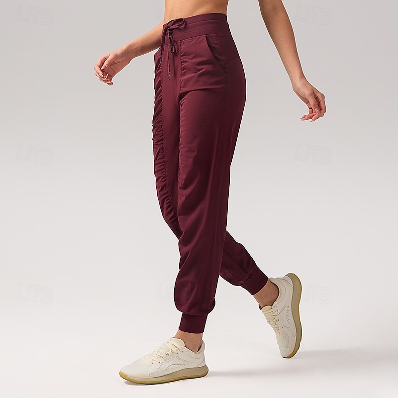 Mulheres Calças de fitness Calças de Pilates Calças de ioga Com Cordão Rugas Com bolsos Leve Cintura Alta Pilates Academia Zumba Calças Azul marinho Castanho Claro Preto Outono Esportes Roupas de 2025 por $25.99 –P11