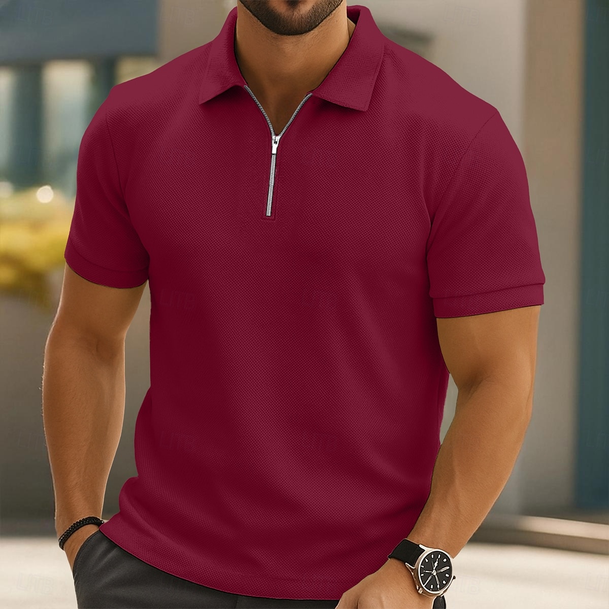 Ανδρικά Quarter Zip Polo Πουκάμισο γκολφ Καθημερινά Αργίες Πέτο Τρίμηνο φερμουάρ Κοντομάνικο Μοντέρνα Βασικό Σκέτο Ανοιξη καλοκαίρι Κανονικό Μαύρο Λευκό Ανθισμένο Ροζ Κρασί Βαθυγάλαζο Μπλε Ρουά 2026 - $18.99 –P13