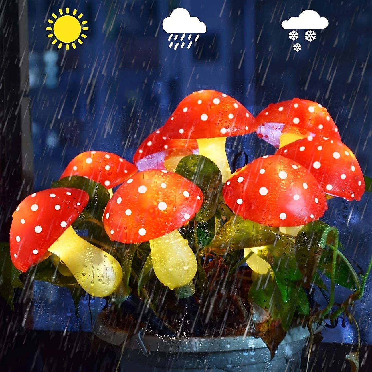 8 buc lumini solare de grădină cu ciuperci, lumini de grădină impermeabile cu ciuperci, pentru Crăciun, Halloween, Ziua Recunoștinței, curte, gazon, alee, decorațiuni de petrecere de sărbători 2025 - $27.99 –P3