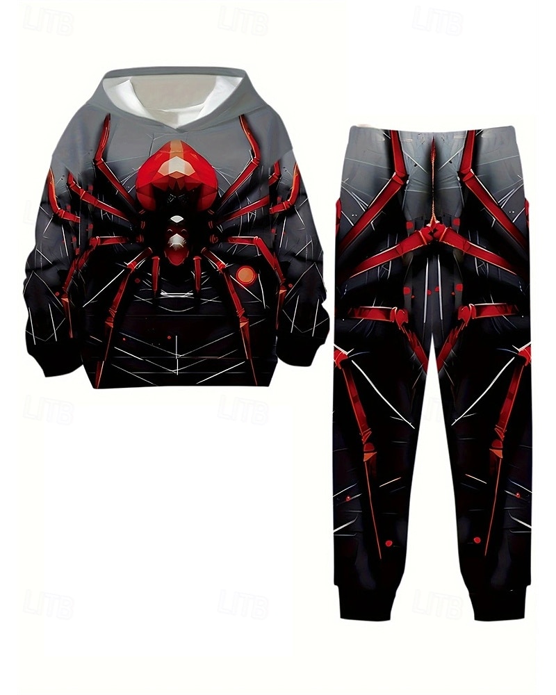 Chlapecké 3D SPIDER Sada mikiny a tepláků Sportovní oblek Teplákové soupravy Dlouhý rukáv Jaro Podzim Denní Základní Na běžné nošení Děti 4-12 let Kapuce Venkovní Dovolená Sport Na míru 2025 - $26.99 –P2