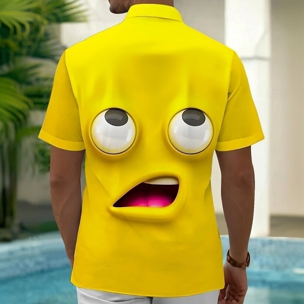 Homme Dessin animé Drôle Visage Souriant Chemise Chemise d'été Chemise Boutonnée Manche Courte Mode Décontractée Extérieur Vacances Tenue Quotidienne Été Printemps Col Rabattu Impression 3D chemises de 2025 ? $24.99 –P5