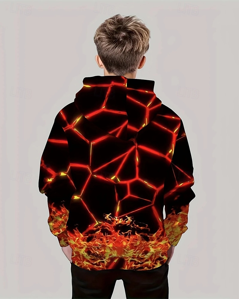 Jongens 3D Grafisch Trui met capuchon Lange mouw Lente Herfst Modieus Streetwear Kinderen 4-12 jaar Capuchon Buiten Casual Dagelijks Normale pasvorm 2025 - $18.99 –P2