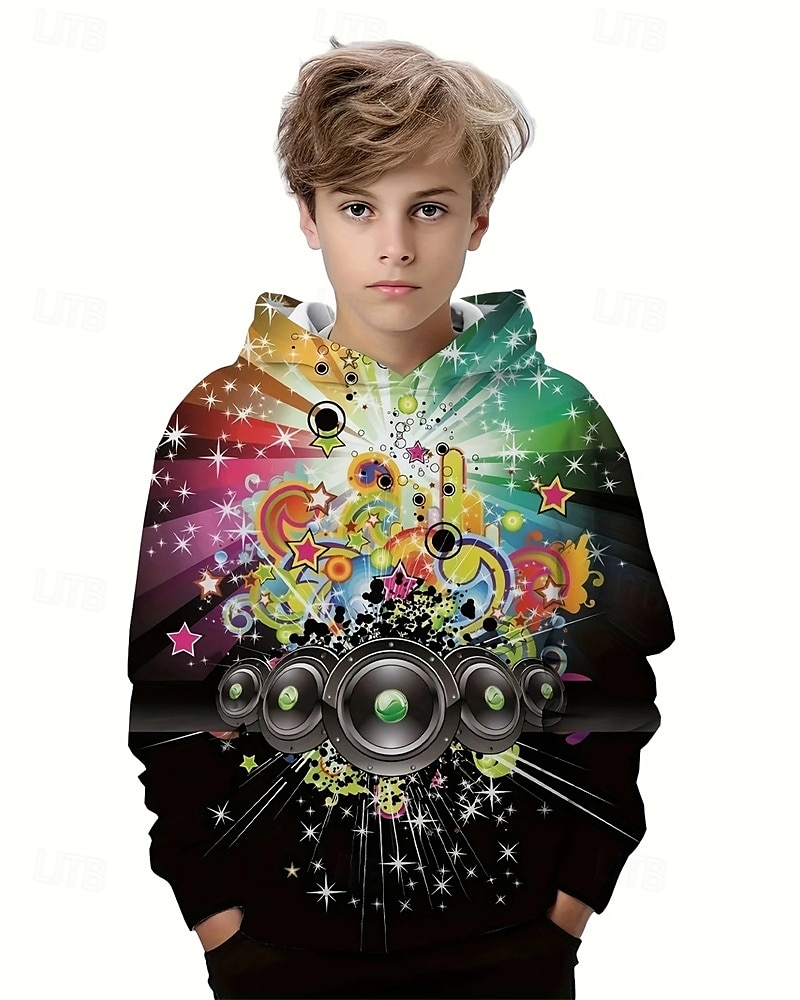 Pojkar 3D Grafisk Huvtröja Långärmad Vår Höst Mode Streetwear Barn 4-12 år Huva Utomhus Ledigt Dagligen Normal 2025 - $18.99 –P1