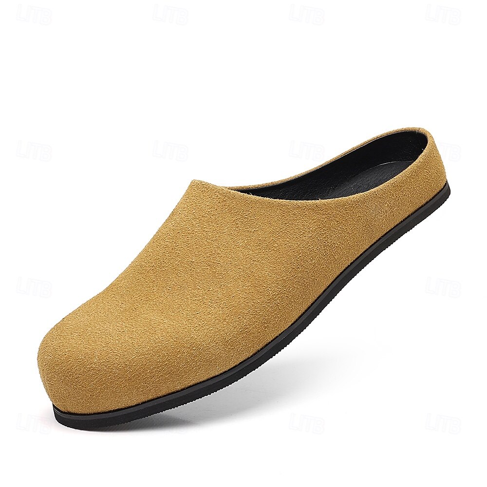 Men's Khaki Backless Mule Loafers – Minimalist Slip-On Comfort Shoes with Soft Faux Suede for Indoor Lounging Casual Errands and Summer Relaxation 2025 - $42.99 –P3