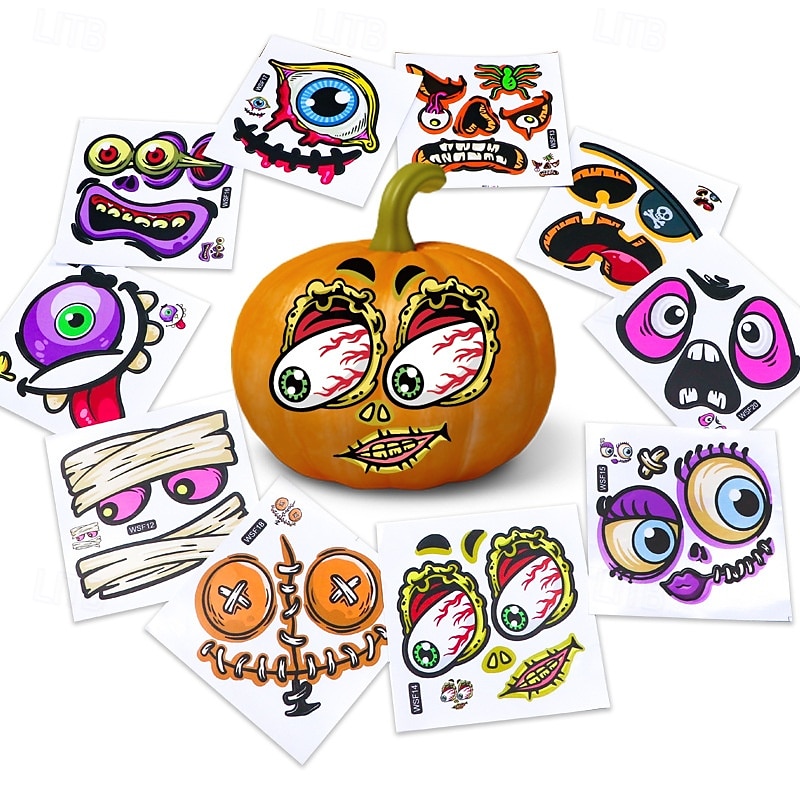 10 buc autocolante decorative cu dovleci de Halloween, creați mini autocolante cu fețe de dovleac pentru copii și copii mici, cadouri de Halloween pentru petreceri de tip „trick or treat” și 2025 - $6.49 –P6