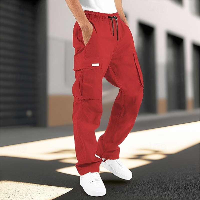 Męskie Spodnie cargo Spodnie Ściągana na sznurek Elastyczny pas Multi Pocket Równina Zdatny do noszenia Na zewnątrz Codzienny Kemping i wycieczki Moda Klasyczny Ciemnobrązowy Błękit jeziora 2025 - AU $22.52 –P7