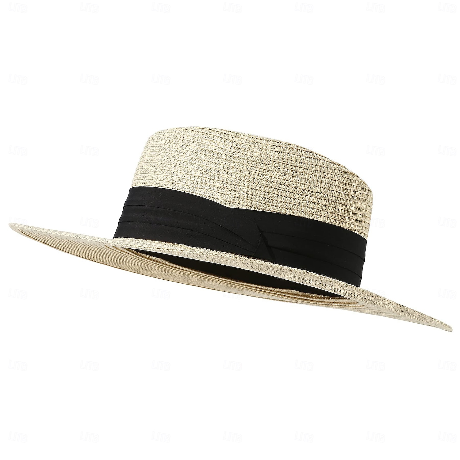 1 stk. elegant damehatt med strå og bred brem, lett og pustende sommerhatt for strandaktiviteter, uformell &formelle arrangementer, tilbehør til arrangementer 2025 - $13.99 –P4