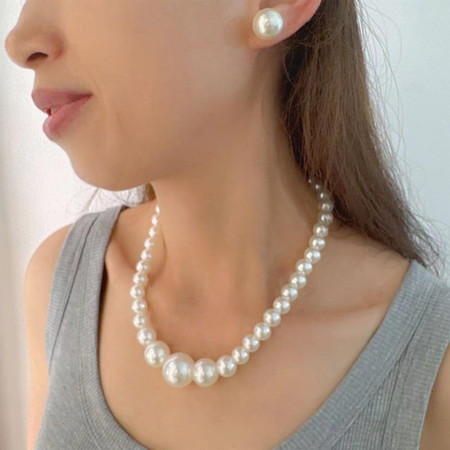Brude smykker sett 1set Perle Legering Øredobber Halskjeder Dame Elegant Stilfull Søt Smykkesett Til Bryllup Arbeid Spesiell Leilighet 2025 - $14.99 –P2