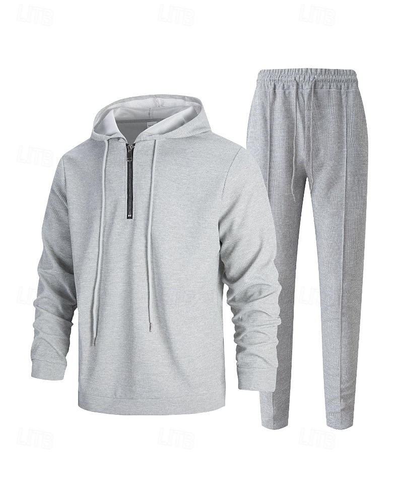 Муж. Спортивный костюм Штаны Спортивные штаны Карман на молнии Однотонный Наборы одежды Осень Черный Белый Тренажерный зал Одежда для спорта и отдыха Бег С защитой от ветра Длинный рукав Спорт 2026 - $34.99 –P11