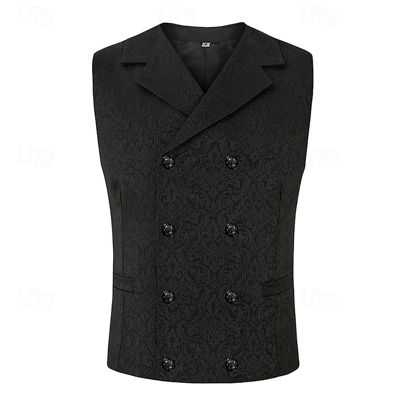 Hombre Chaleco Vacaciones Fiesta Negocio Moda Casual Primavera Otoño Botones Poliéster Cómodo Color sólido Botonadura Doble Diseño Ajuste regular Negro Blanco Rojo Chaleco 2025 - $32.99 –P4