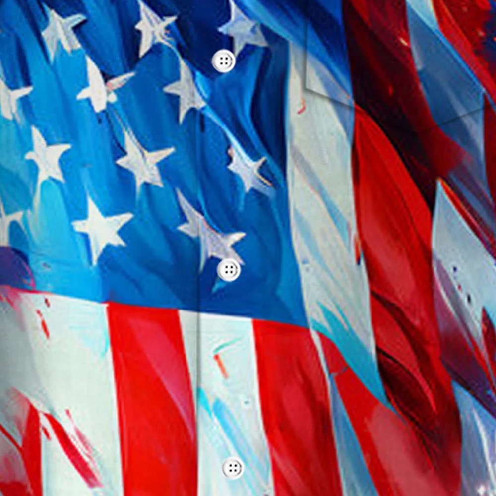 Independence Day Voor heren Amerikaanse vlag Vaderlandslievend Vierde juli Overhemd Zomer overhemd Overhemd met knopen Korte mouw Mode-casual Feestdagen Zomer Lente Strijkijzer 3D-afdrukken shirts 2025 - $23.99 –P2