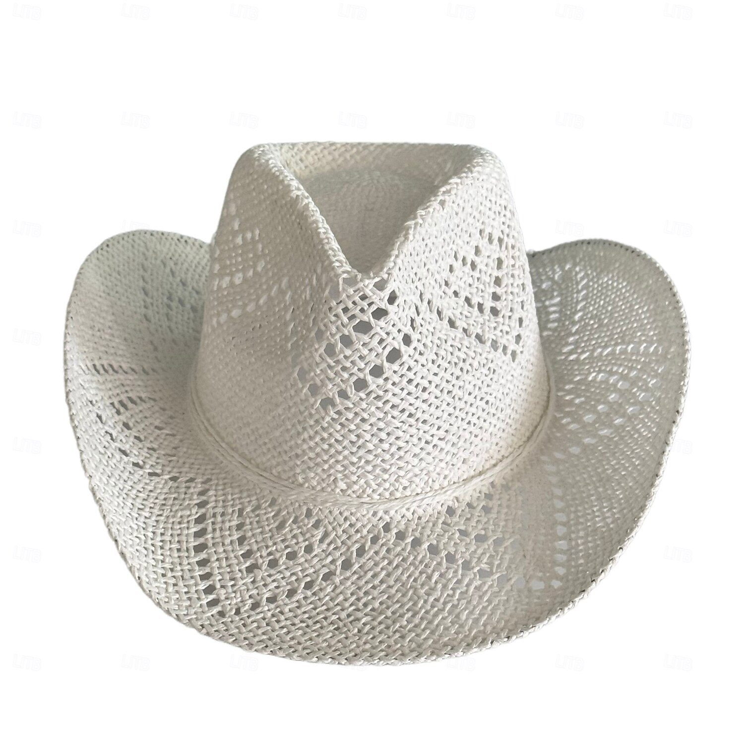 1 stk. elegant damehatt med strå og bred brem, lett og pustende sommerhatt for strandaktiviteter, uformell &formelle arrangementer, tilbehør til arrangementer 2025 - $44.99 –P1