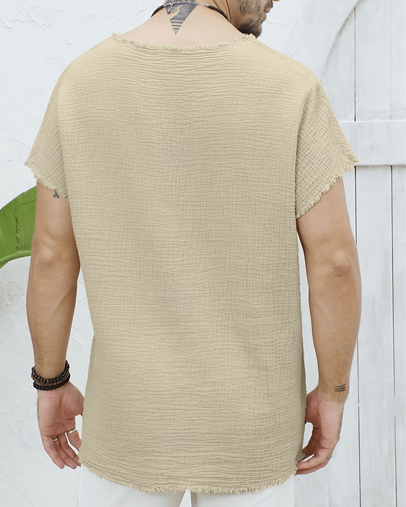 رجالي تي شيرت بلايز قميص بأكمام قصيرة تي الأعلى كم قصير V رقبة الصيف سهل موضة مصمم أساسي الطيات عطلة شارع مناسب للخارج أبيض كاكي تي شيرت للرجال 2025 - €16.11 –P3