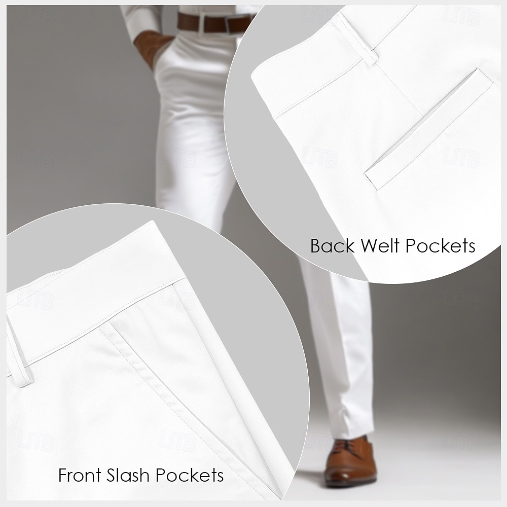 Men's Floral Print Flowers Dress Pants Trousers Suit Pants Mid Waist Casual Outdoor Vacation Regular Fit Flat-Front Straight Leg Pants with Pockets Summer Spring Fall 3D Print White 2025 - $35.99 –P3