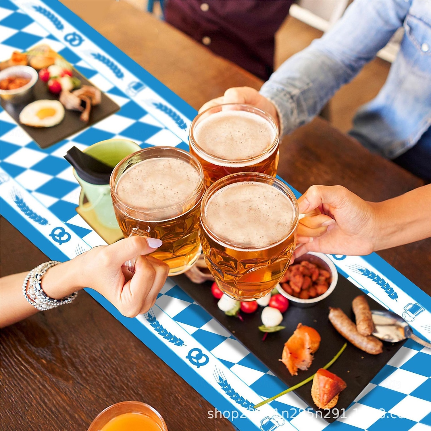 Confezione da 5 tovaglie Oktoberfest blu &Tovaglie a quadretti bianchi per forniture per la festa del tè dell'Oktoberfest, tovaglia rettangolare in plastica per campeggio, picnic, matrimonio, festa di del 2025 a $15.99 –P2