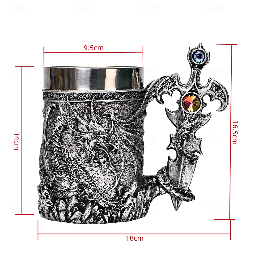 Boccale da birra con drago guerriero, regalo per l'Oktoberfest, boccale con drago di fuoco della mitologia occidentale, boccale con spada nordica, tazza da caffè e birra, regalo di Natale per uomo del 2025 a $32.99 –P4