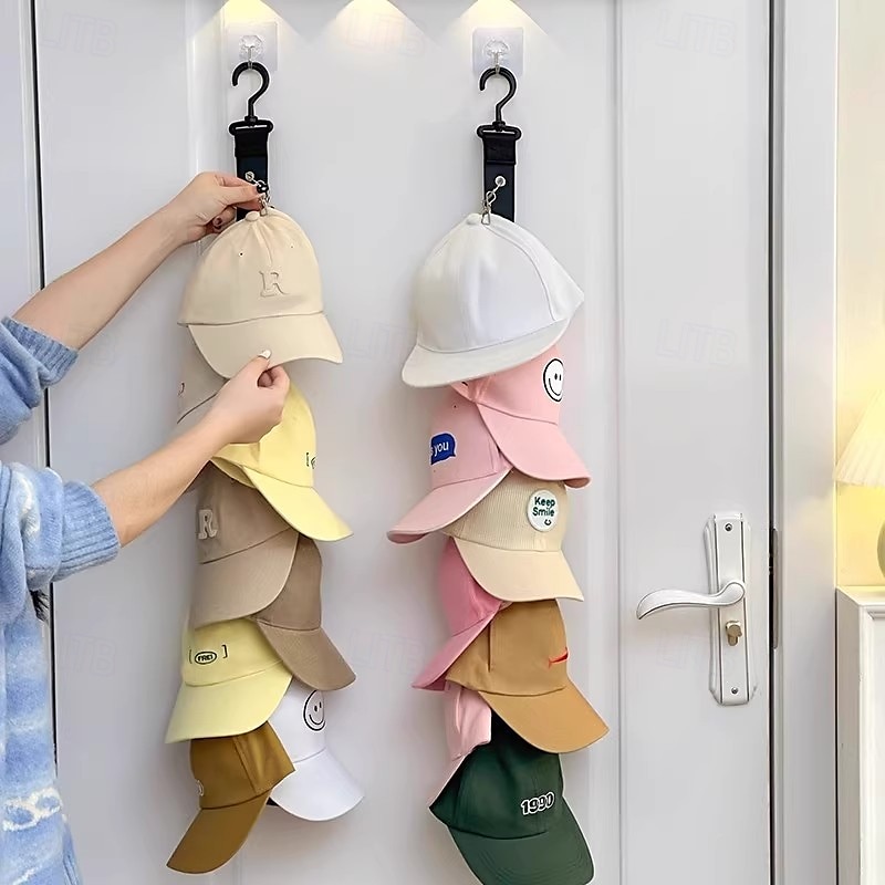 2-pakning hattehylle for vegg eller dør, borefri hatteorganisator for baseballcapser, kroklist for hatteholder over døren, veggmontert hatteoppbevaring for garderobeinngang 2025 - $7.99 –P5