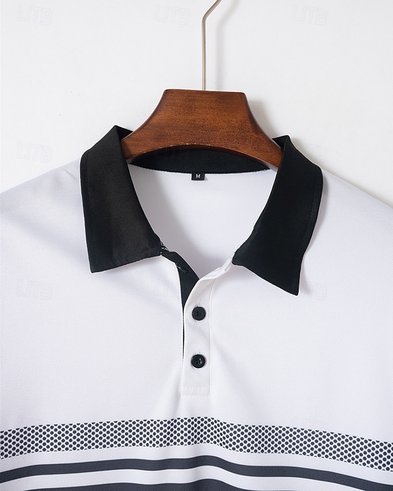 Men's Golf Shirt Golf Polos Shirts Work Casual Lapel Short Sleeve Basic Modern Striped Buttons Summer Regular Fit White Pink Red Royal Blue Green Khaki Golf Shirt 2025 - $18.99 –P9