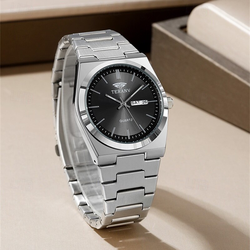 Um relógio masculino moderno e original com pulseira de liga de estilo empresarial, com classificação de resistência à água ipx7, data luminosa e visor de dia, caixa de relógio esportivo de quartzo de 2025 por $19.99 –P9