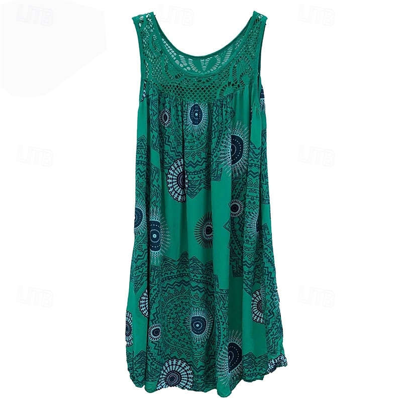 Damen Langes Kleid Maxikleid Freizeitkleid Schwingkleid Sommerkleid Unterkleid Mode Modern Täglich Strand Wochenende Normale Passform Grafik Ärmellos Rundhalsausschnitt Schwarz Weiß Gelb Wein Sommer 2025 - $20.99 –P4