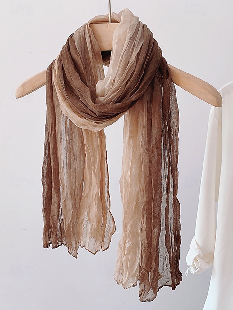 sciarpa leggera in chiffon stropicciato da uomo con effetto tie-dye sfumato, perfetta per viaggi bohémien, stratificazione quotidiana e look primaverili/autunnali del 2025 a $11.99 –P5