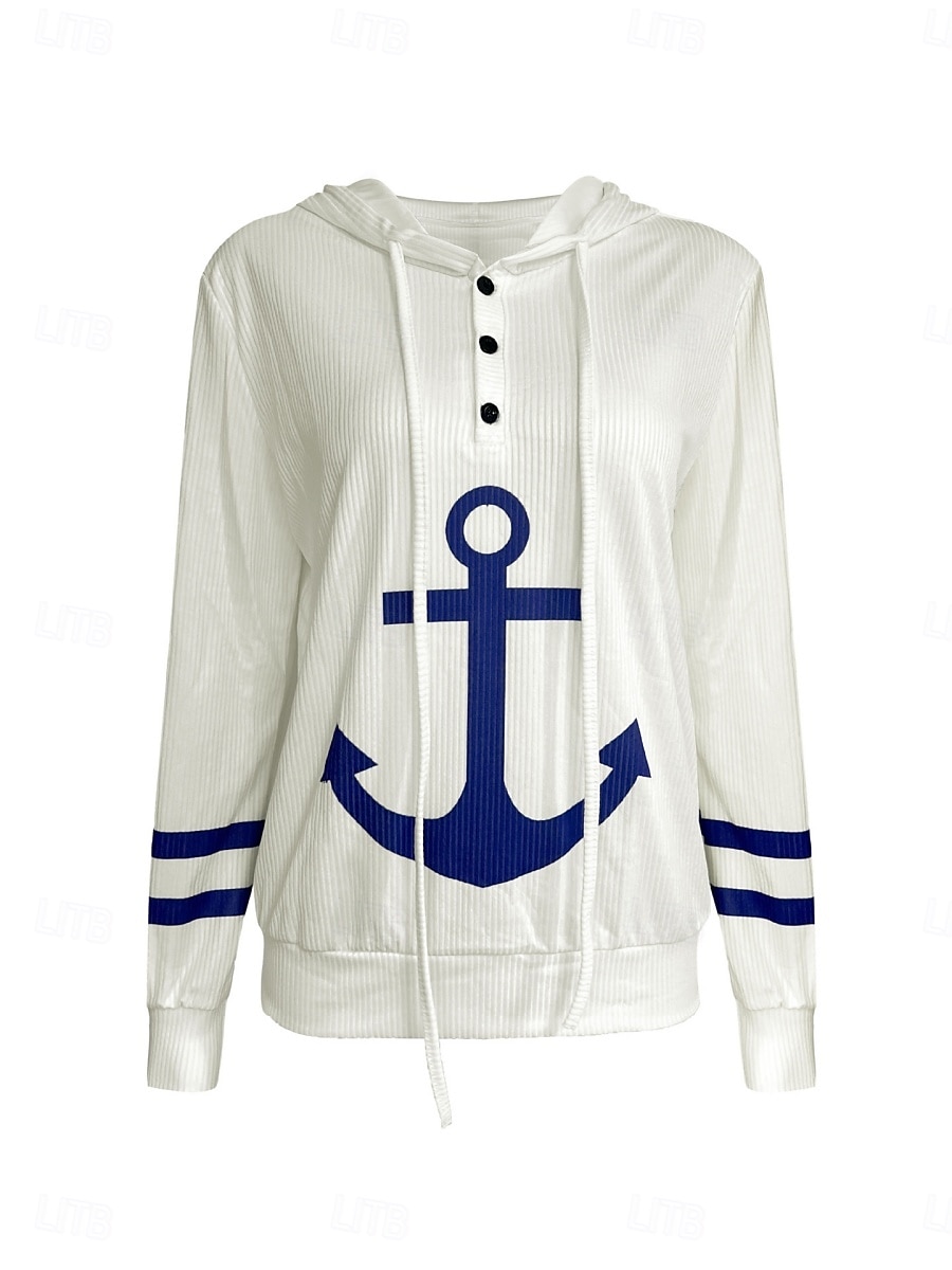 Mulheres Pulôver Moletom Com Capuz Gráfico Casual Manga Longa Com Capuz Tops regulares Rua Dia a Dia Branco Outono Inverno de 2025 por $28.99 –P4