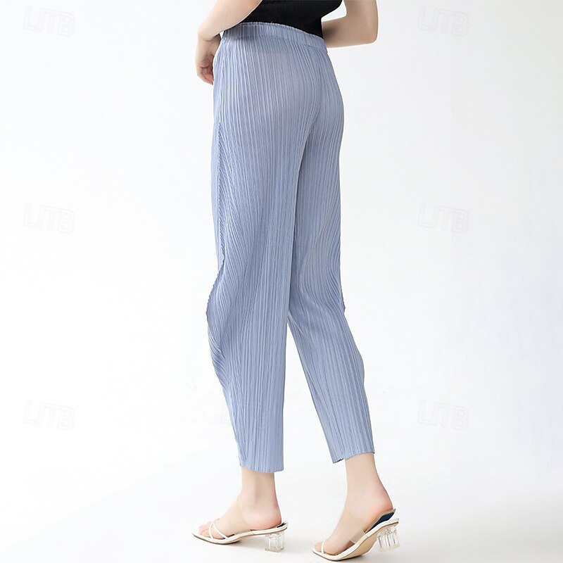Dam Kinesiska Semester Vintage Etnisk Stil Ankellång Medium Midja Ensfärgat Plisserad Elastisk Fest Gata Dagligen Himmelsblå Sommar Vår Höst Lös passning 2025 - $59.99 –P4
