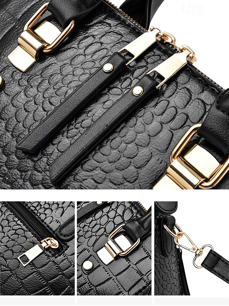 Dámská kabelka z umělé kůže s krokodýlím vzorem a střapcovým přívěskem – elegantní horní ucho a crossbody kabelka do práce, na nákupy i na každodenní výlety 2025 - $19.99 –P8