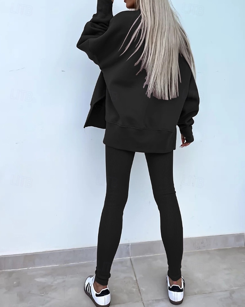 Damskie Dres Getry Bluza z kapturem Koronka Kieszeń na zamek Solidne kolory Zestawy odzież Jesień Magenta Czarny Siłownia Athleisure Bieganie Keep Warm Odporność na wiatr Długi rękaw Sport Odzie 2026 - $31.99 –P18
