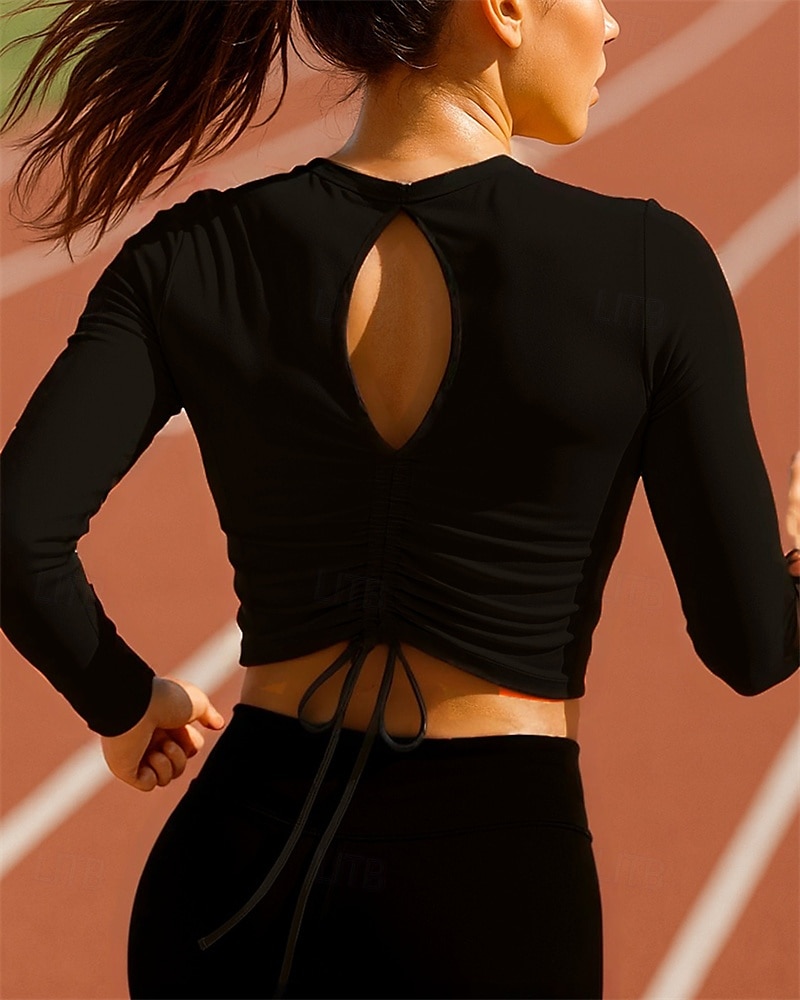 Damskie Bieganie na górze Koszulka do biegania Szczupła Pullover Długi rękaw Tee Tshirt Solidne kolory Szybkie wysychanie Lekki Elastyczny Oddychający Bransoletka tenisowa Golf Bieganie Odzie 2025 - $16.49 –P6