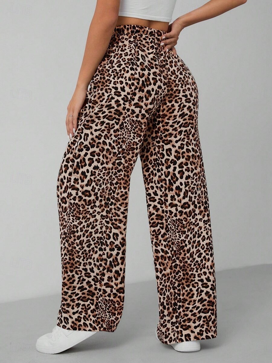 Pentru femei Picior Larg chinez Vacanță Epocă Șic Stradă Lungime totală Talie Înaltă Leopard Buzunar Curea elastică Imprimare Confortabil Απαλό Comfortabil Micro-elastic În aer liber Stradă Cais 2025 - $17.99 –P3