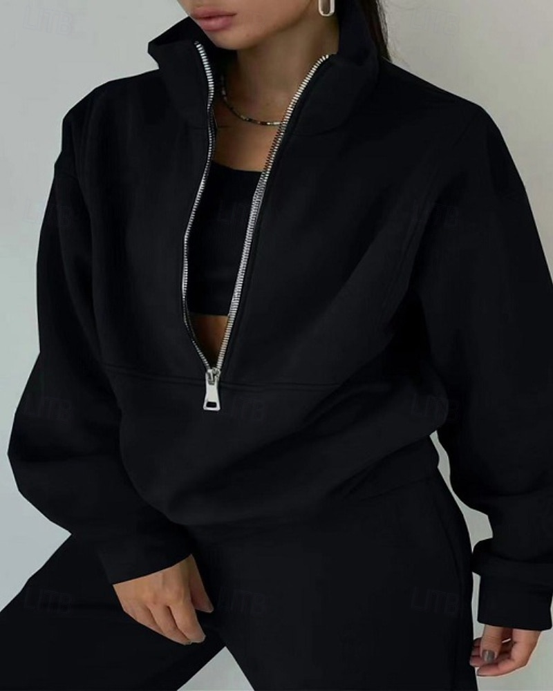 Damskie Spodnie dresowe Dres polarowy Góra ścieżki Zamek 2-częściowa Solidne kolory Rozpinana bluza i spodnie dresowe Zestawy odzież Jesień Leśna zieleń Granatowy Siłownia Sportowy Bieganie Keep Warm 2026 - $31.99 –P5