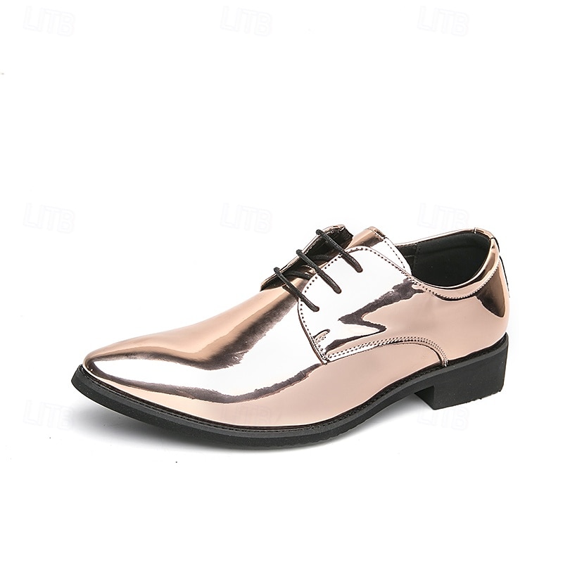 Chaussures à lacets en cuir verni vert pour hommes – chaussures habillées brillantes avec une finition polie, idéales pour les mariages et les soirées de 2025 ? $34.99 –P1