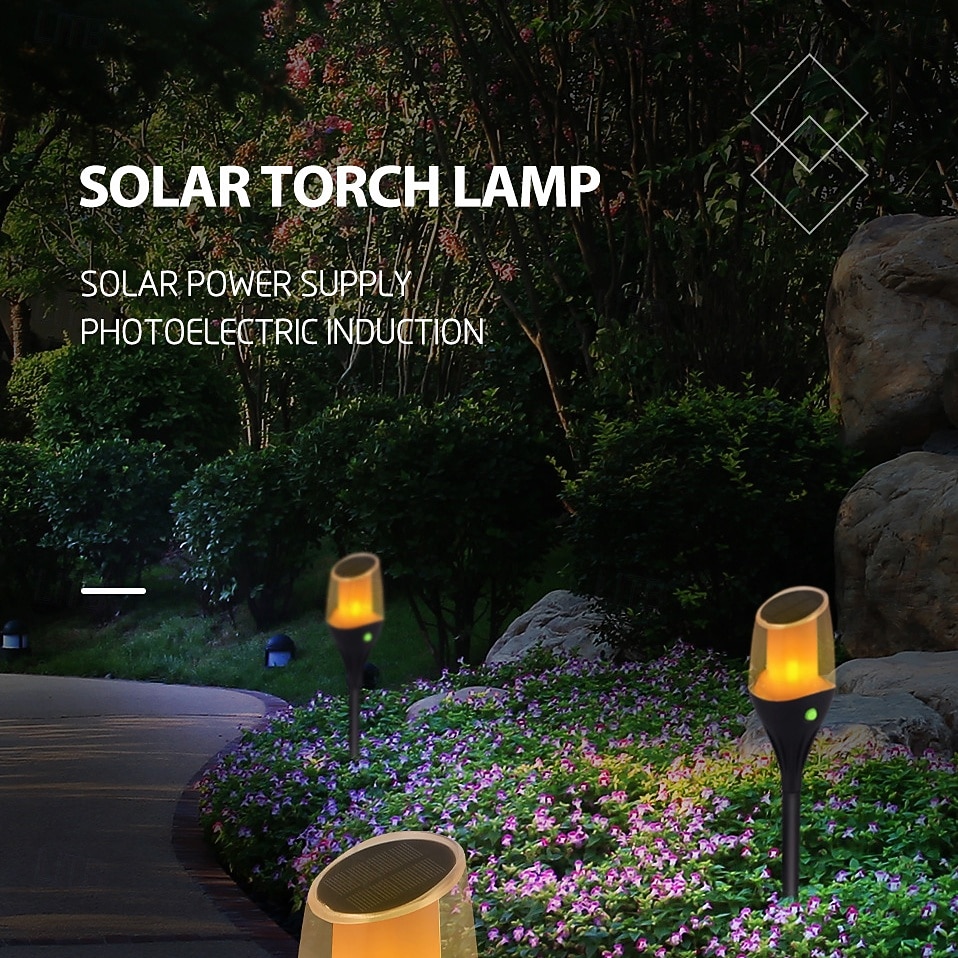1 Pc Outdoor Waterproof Solar LED Torch Ground Plug Light Lawn Garden Courtyard Path Halloween Christmas Festival Flame Jumping Decorative Light Landscape Light 2026 - $16.49 –P15