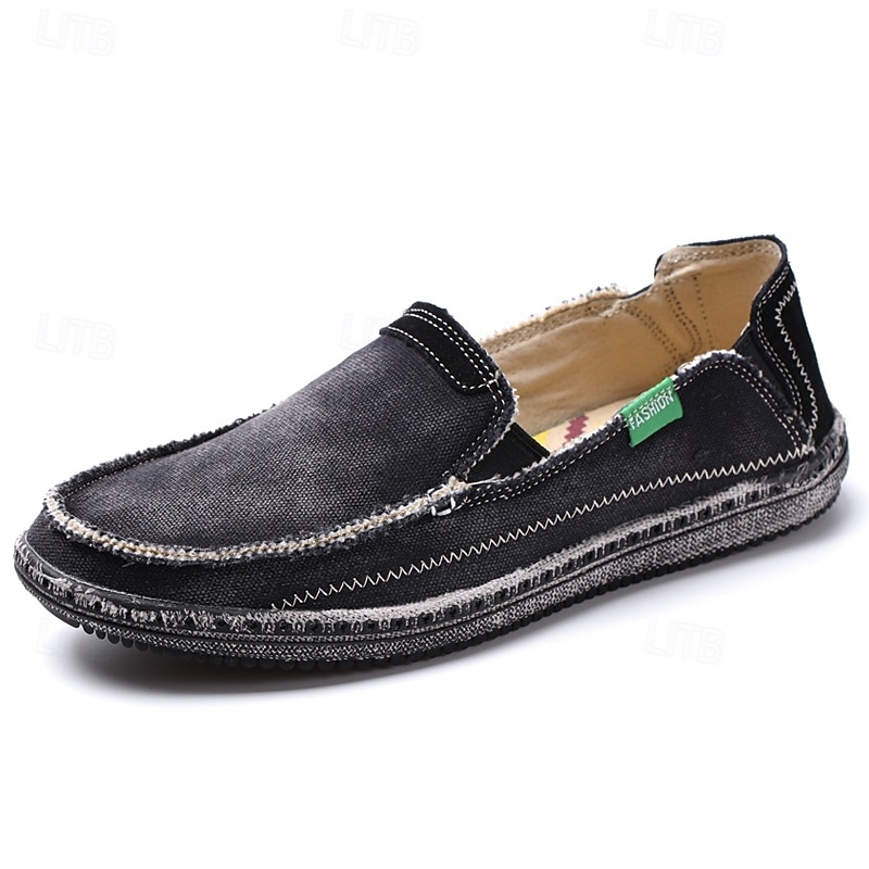 Mocassini da uomo in denim blu con bordo sfrangiato, scarpe casual leggere slip-on per le uscite del fine settimana, le passeggiate estive e il comfort quotidiano del 2025 a $34.99 –P1