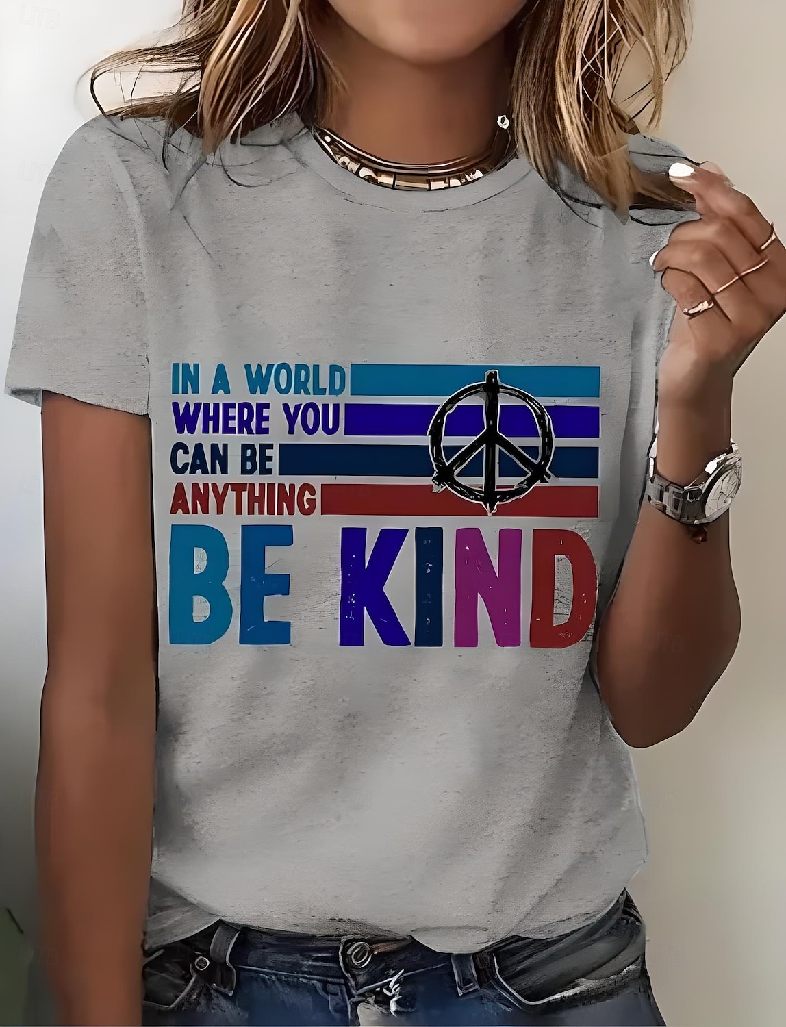 Femmes T-shirt Graphique Lettre ancien Élégant Classique Manche Courte Col ras du cou Col rond Hauts Réguliers Quotidien Week-end Imprimé Noir Blanche Rose Claire Bleu Violet Été Printemps de 2025 ? $19.99 –P4