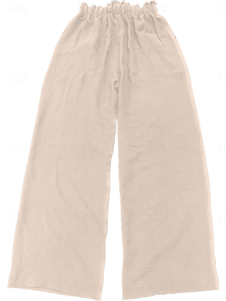 Per donna Gamba larga Chinos Moda Essenziale Casual Lungo Vita Alta Semplice Tasca Fascia Elastica Comodo Morbido Confortevole Micro-elastico All'aperto Streetwear Nero Rosa Cachi Verde militare del 2025 a $22.99 –P11