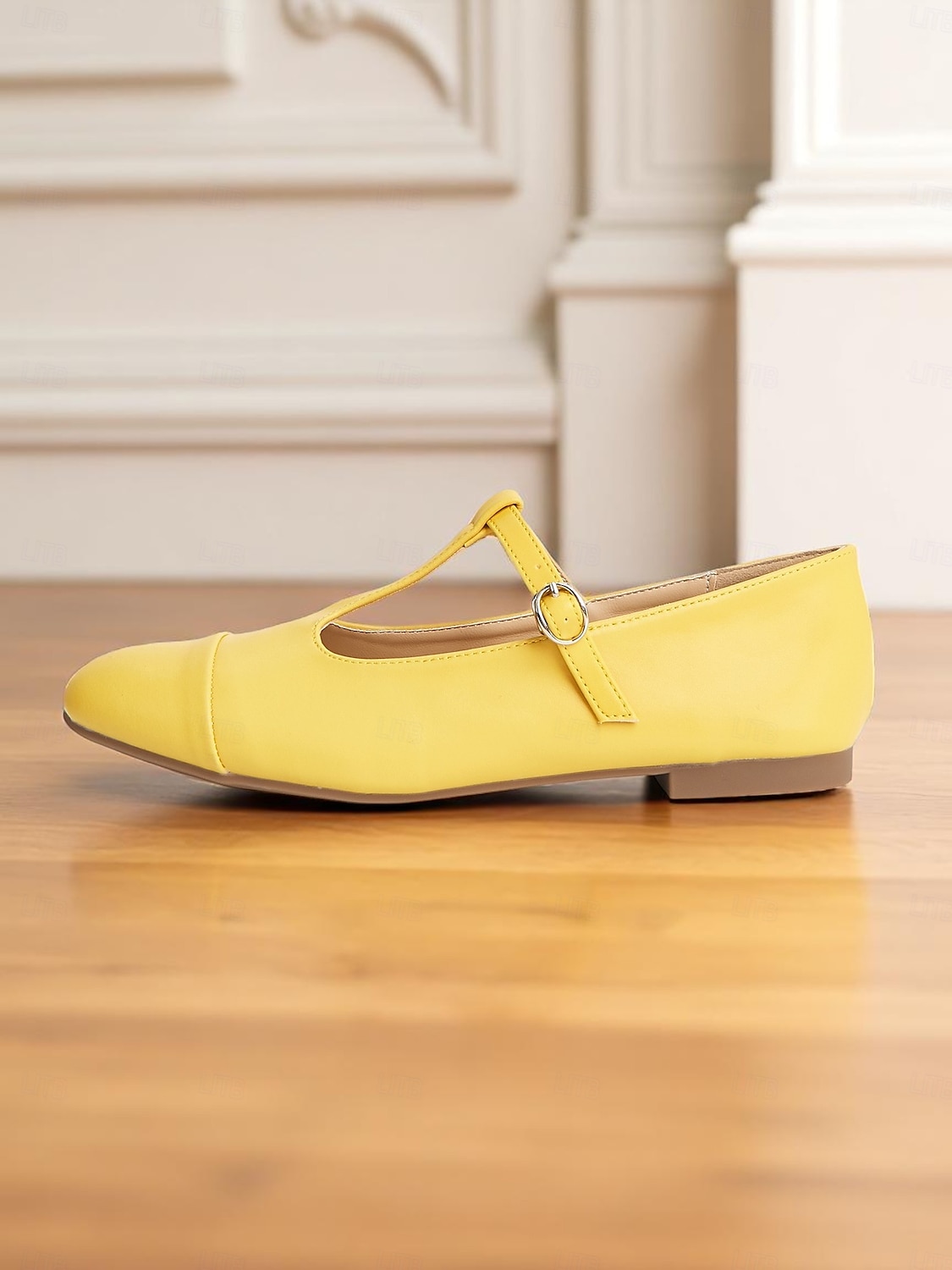 sapatilhas femininas amarelas com tiras em T, mary janes vintage com bico redondo para encontros casuais e uso diário de 2025 por $42.99 –P8