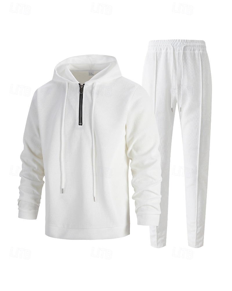 Муж. Спортивный костюм Штаны Спортивные штаны Карман на молнии Однотонный Наборы одежды Осень Черный Белый Тренажерный зал Одежда для спорта и отдыха Бег С защитой от ветра Длинный рукав Спорт 2026 - $34.99 –P2