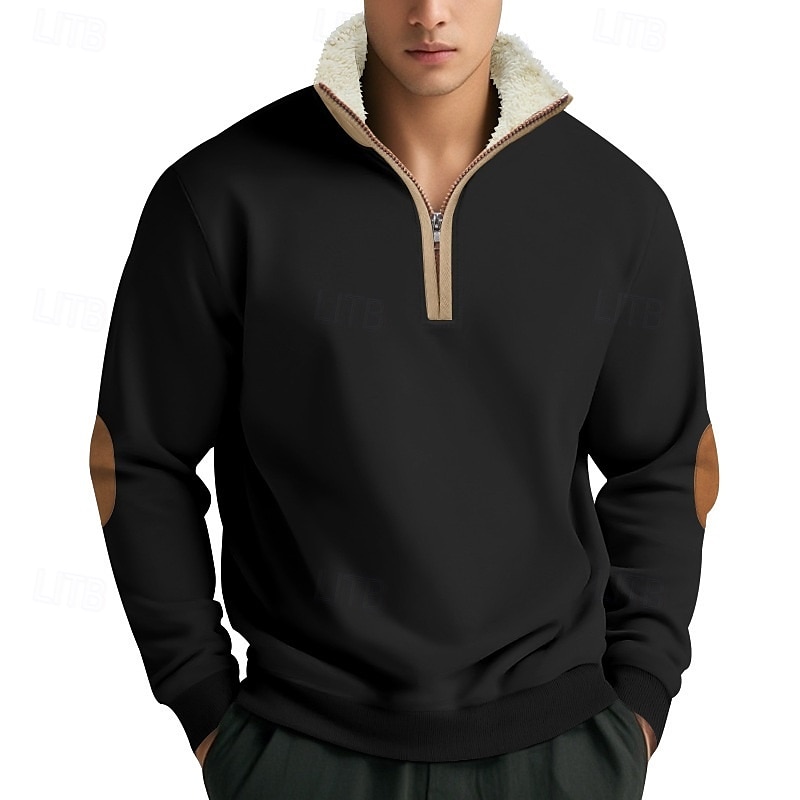 Bărbați Pulover cu glugă cu glugă Hanorac cu fermoar Negru Bleumarin Kaki Gri Deschis Gri Închis Guler în picioare Simplu Buzunar frontal Quarter Zip Sporturi & Exterior Casual Zilnic Șic Strad 2025 - $27.99 –P4